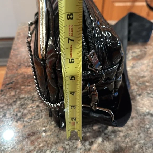 THINK ROYLN Shiny Black Crossbody Bag with Silver Accents - Picture 10 of 10